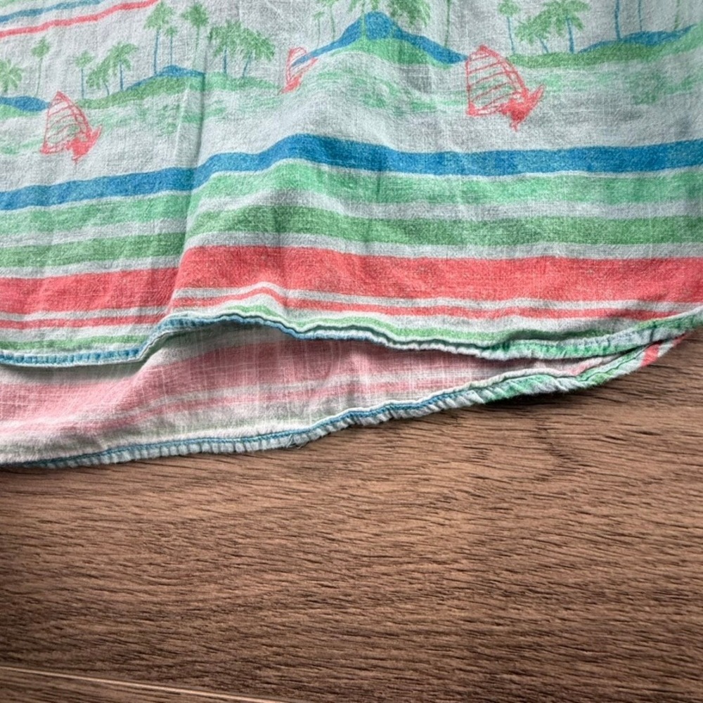 Chubbies Mens Large Short Sleeve Collared Shirt Tropical Palm Tree Stripe Green - Picture 10 of 12